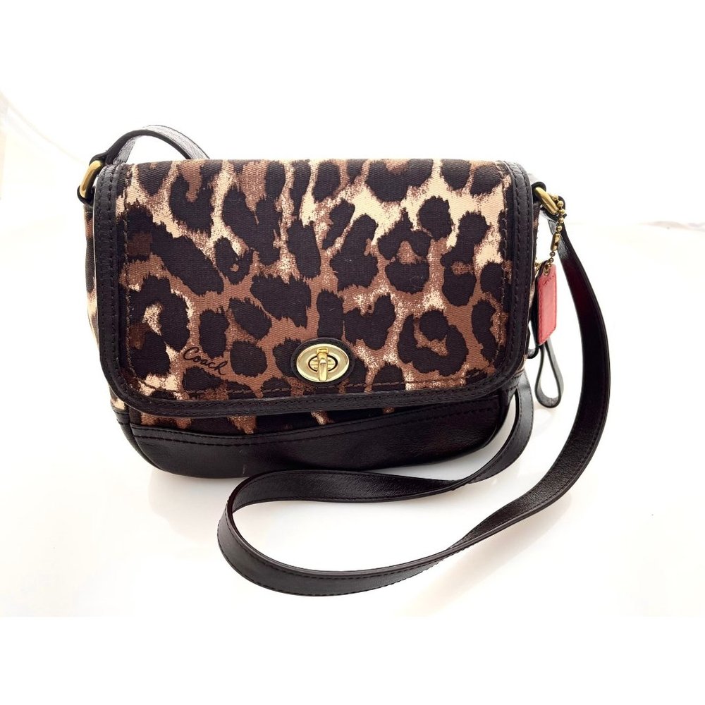 Coach Park Ocelot Crossbody Bag, Turnlock Closure, Brown Leather Trim, F24103